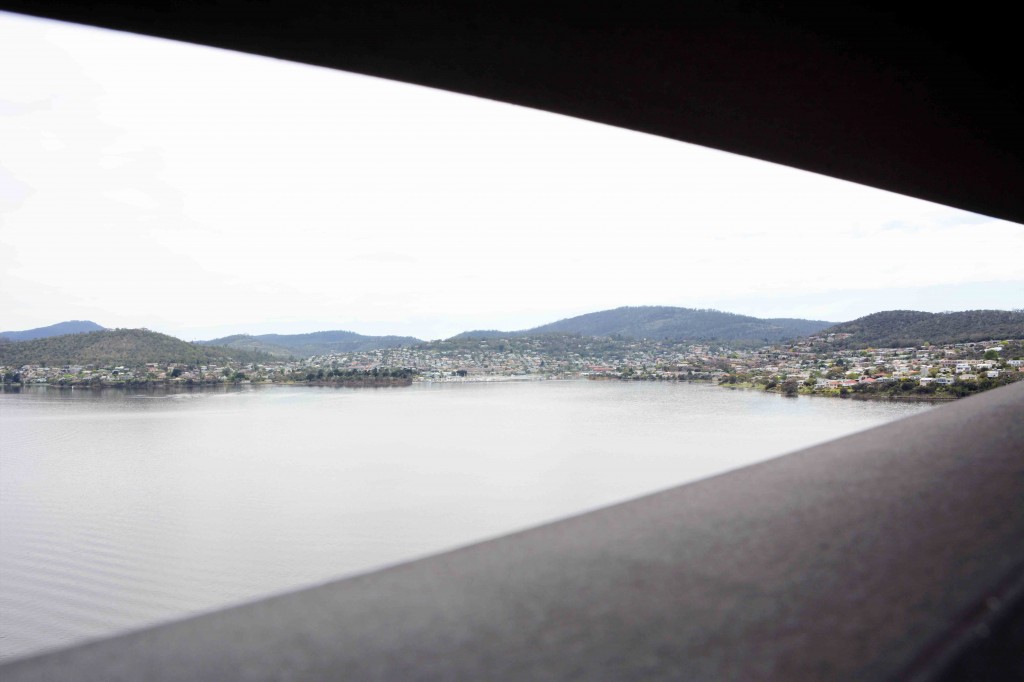 Limited View Between Railings on Tasman Bridge