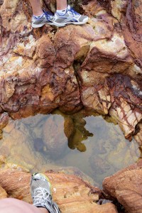 Our Feet and David's Reflection in a Rock Puddle