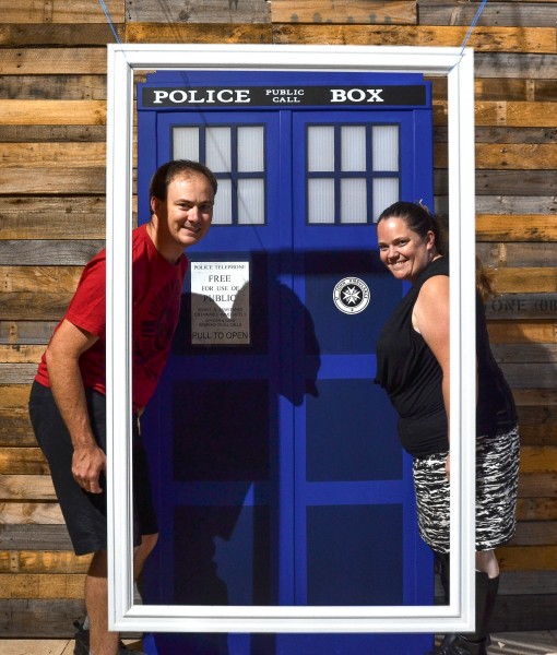 Nat & Amie with their TARDIS Door